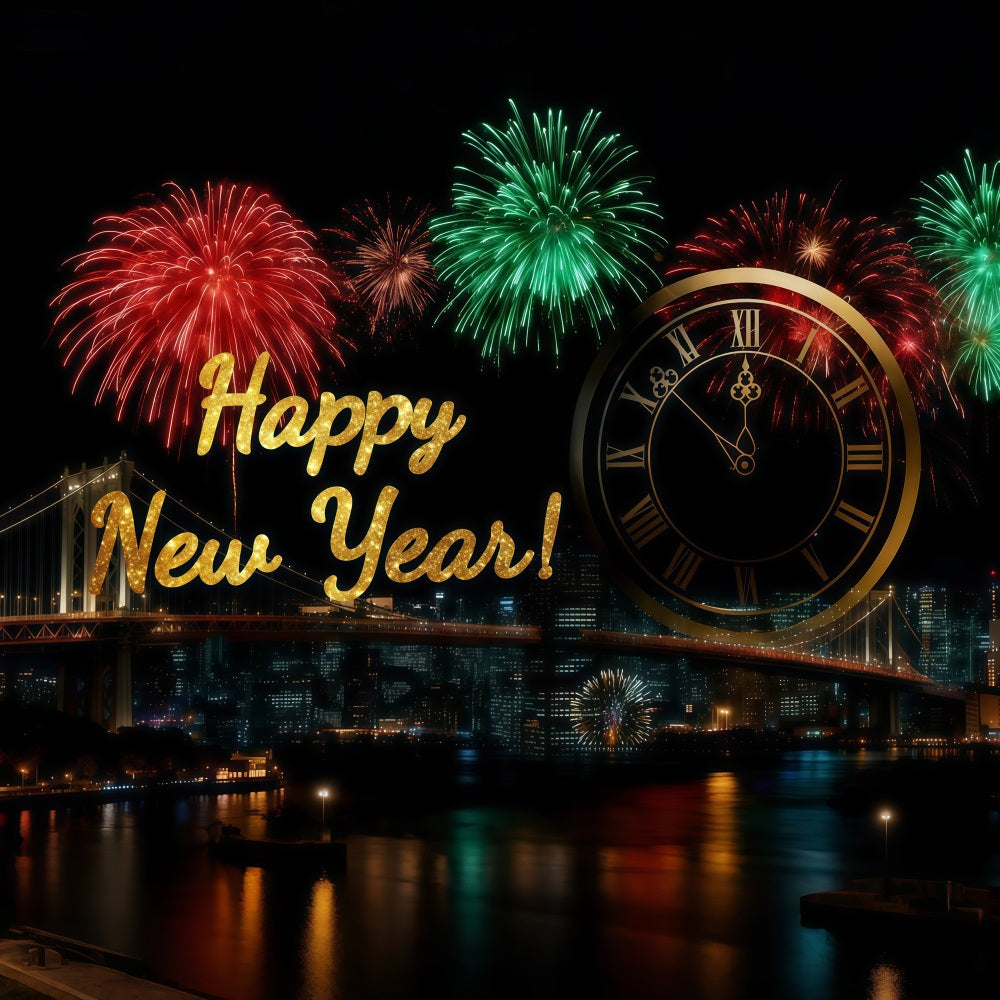 New Years Backdrop Fireworks Midnight City Countdown New Year's Eve Backdrop UK LXX512-1