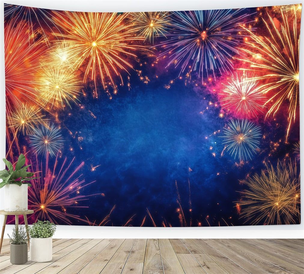 New Year's Backdrop Radiant Fireworks Burst Happy New Year 2026 Banner UK LXX512-10