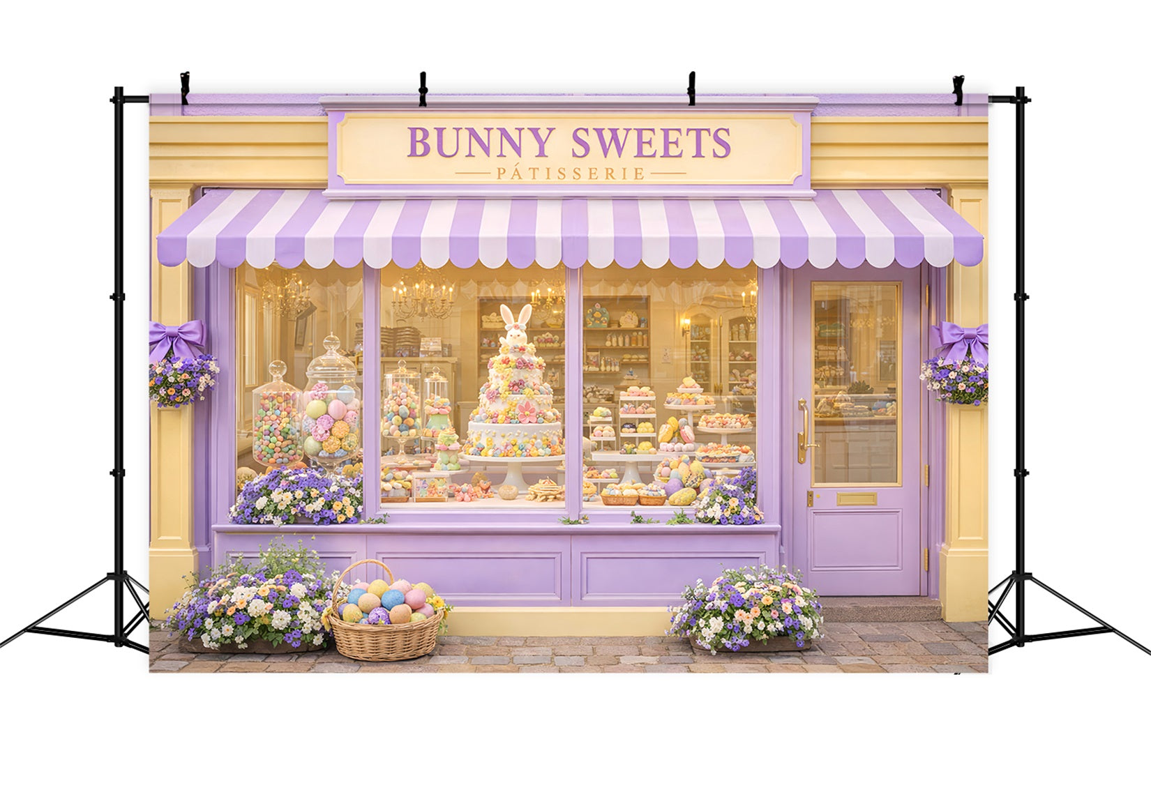 Happy Easter Backdrop Bunny Sweets Candy Shop Easter Egg Backdrop UK LXX512-108