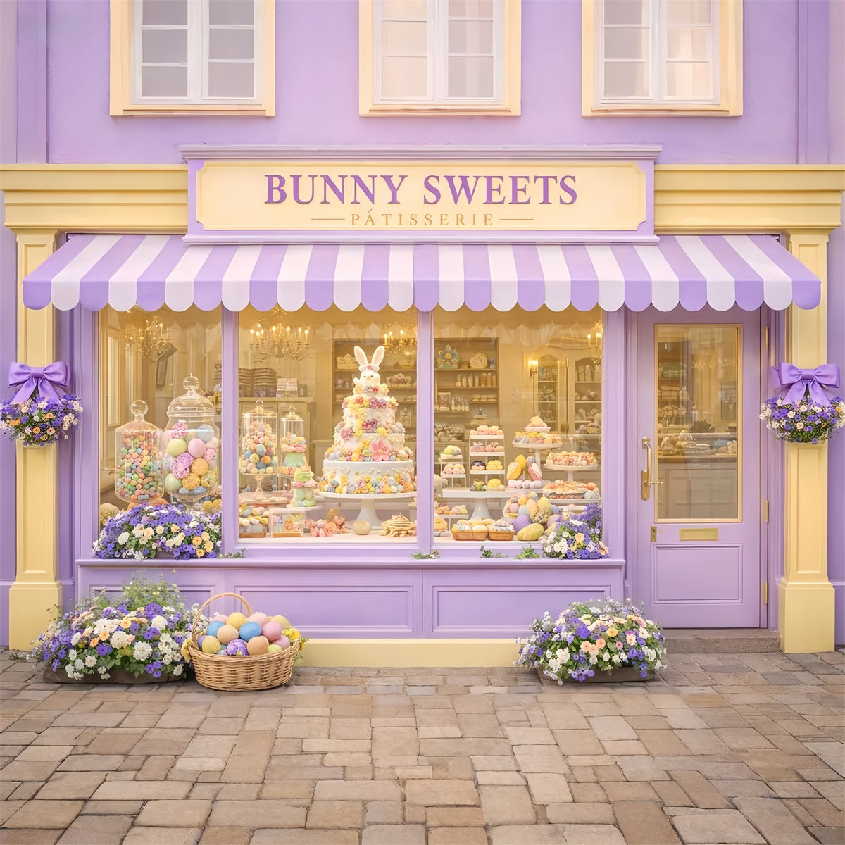 Happy Easter Backdrop Bunny Sweets Candy Shop Easter Egg Backdrop UK LXX512-108