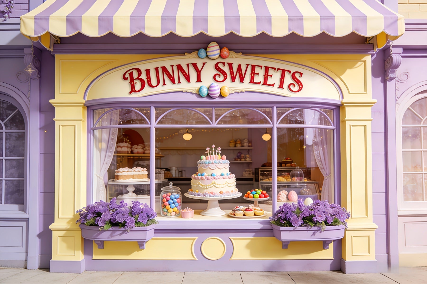 Easter Egg Backdrop Bunny Sweets Cake Window Happy Easter Backdrop UK LXX512-109