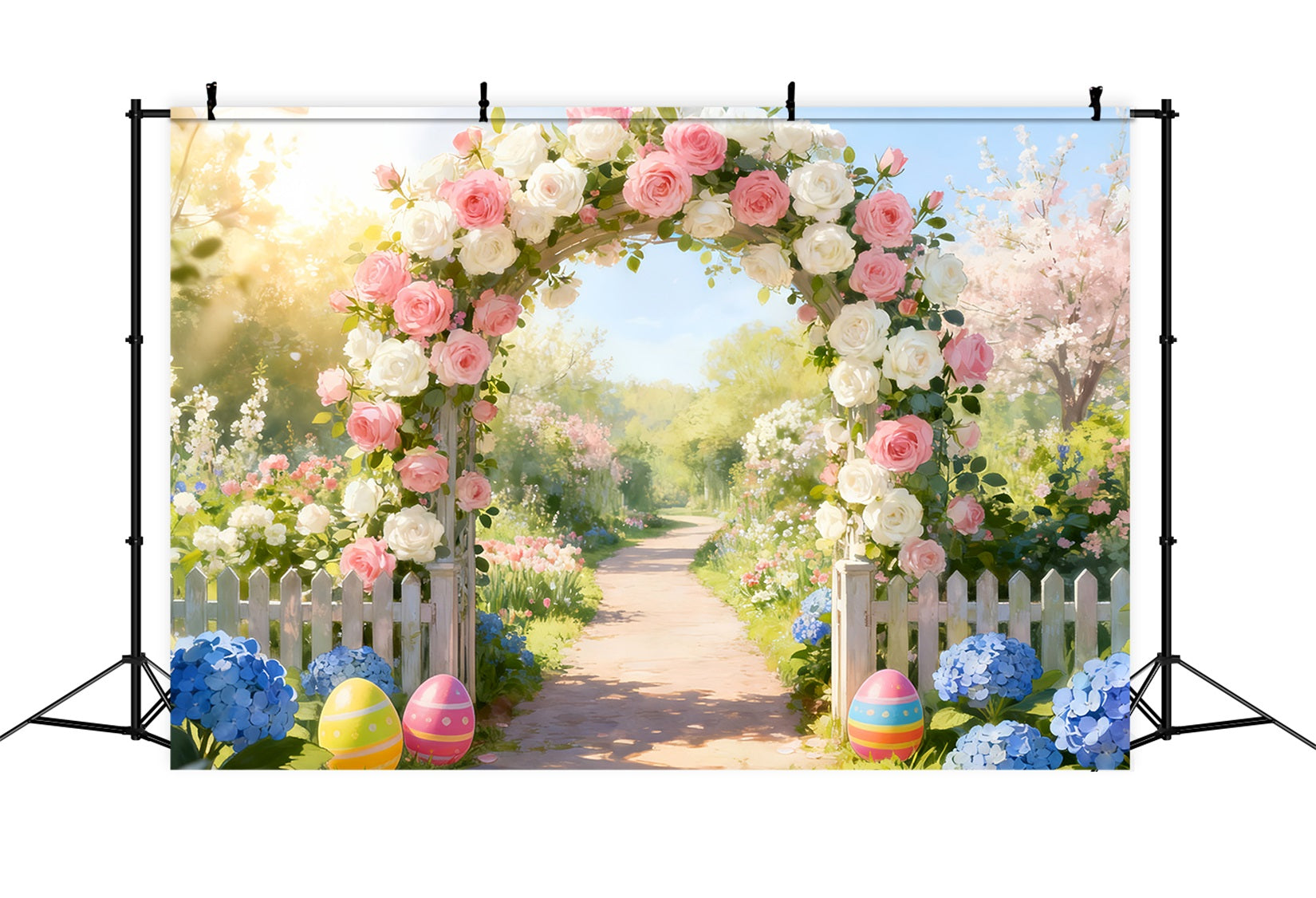 Easter Backdrop Ideas Rose Garden Archway Path Easter Flower Backdrop UK LXX512-116