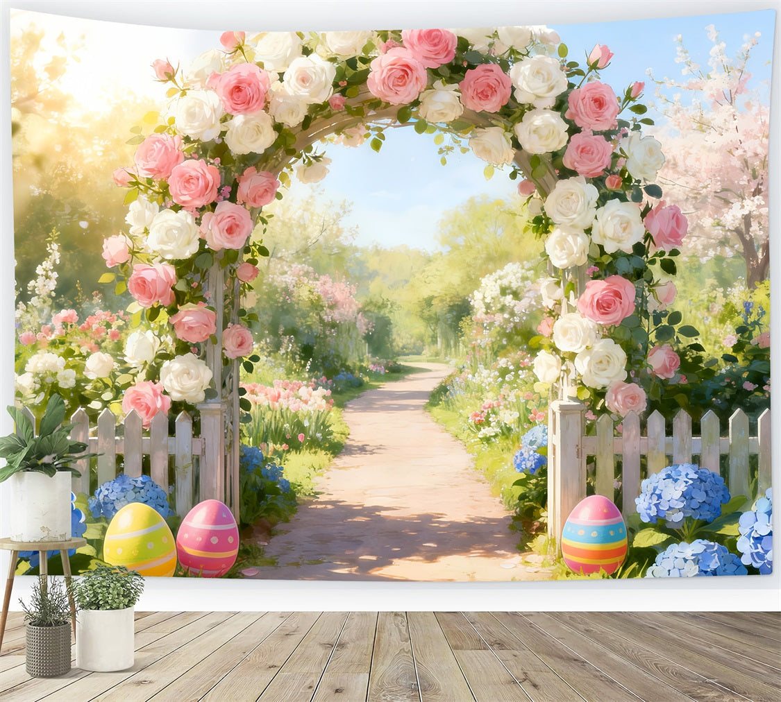 Easter Backdrop Ideas Rose Garden Archway Path Easter Flower Backdrop UK LXX512-116
