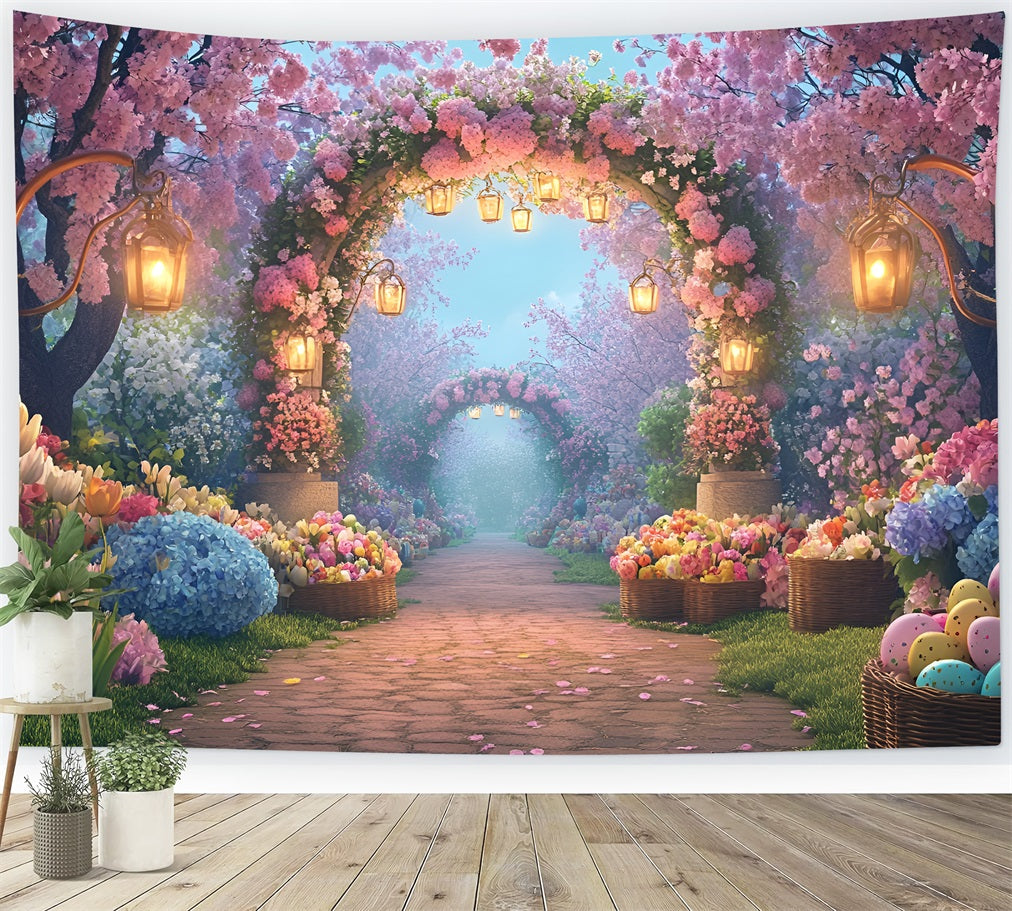 Easter Egg Backdrop Enchanted Blossom Lantern Pathway Tulip Backdrop UK LXX512-120