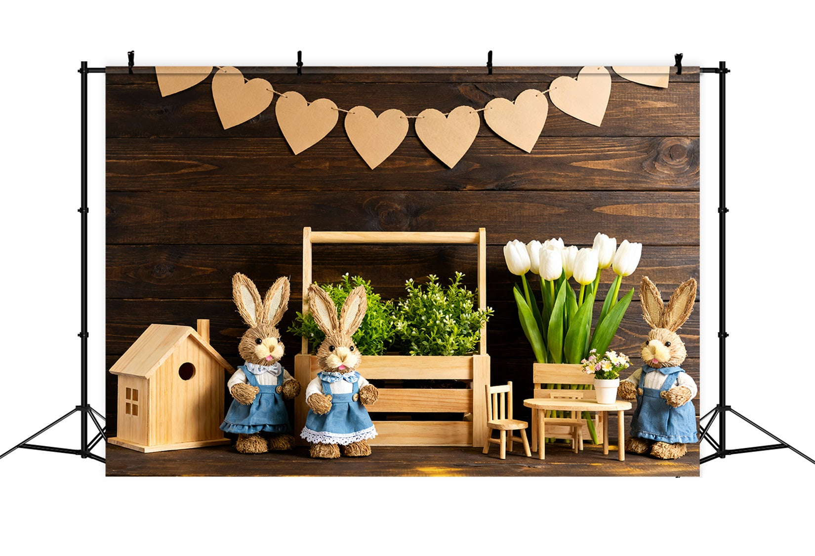 Rustic Easter Backdrop Rustic Bunny Wood Display Peter Rabbit Backdrop UK LXX512-123