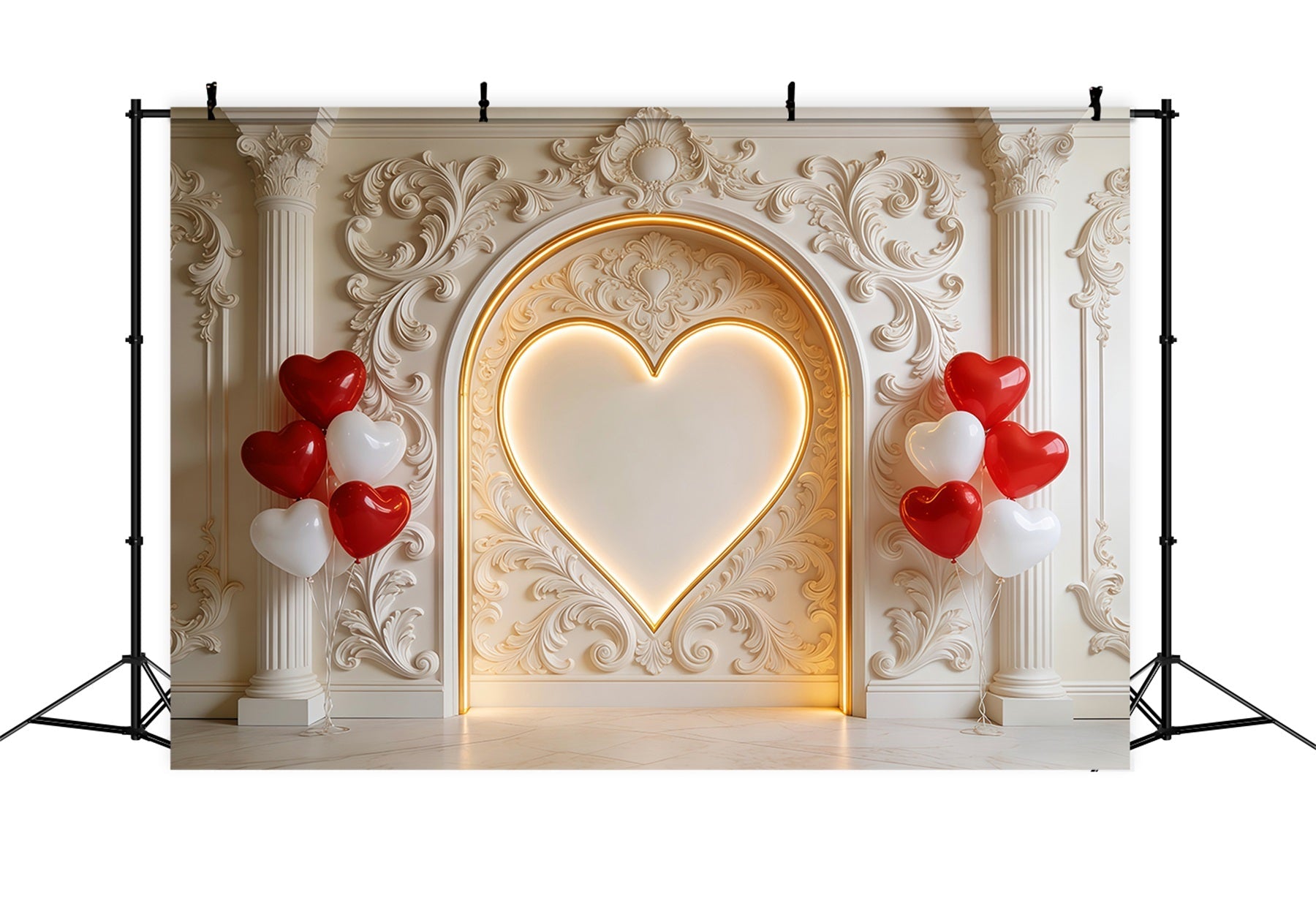Hearts Backdrop Vintage Wall Heart Balloon Valentine's Day Backdrop UK LXX512-155