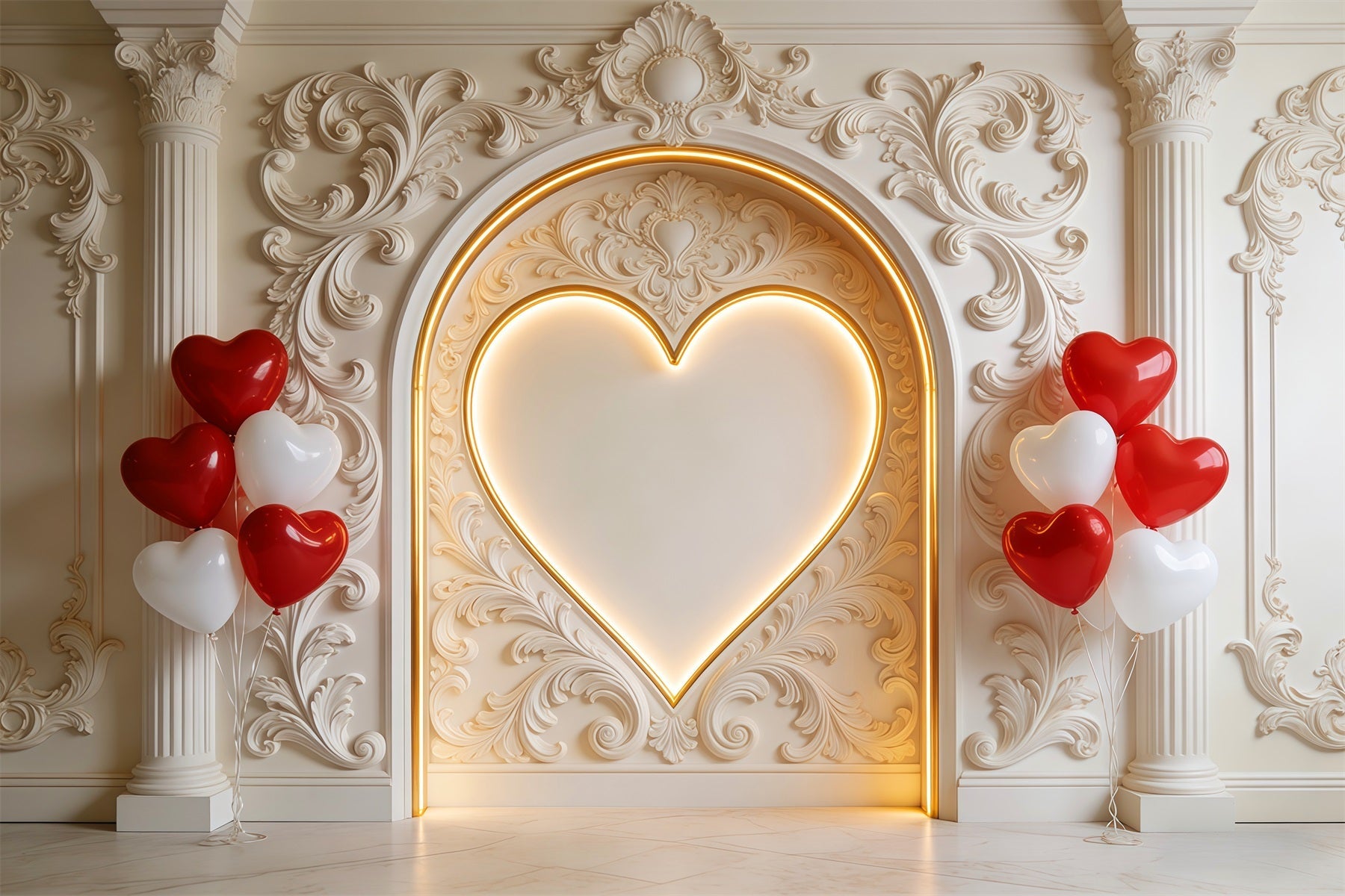 Hearts Backdrop Vintage Wall Heart Balloon Valentine's Day Backdrop UK LXX512-155