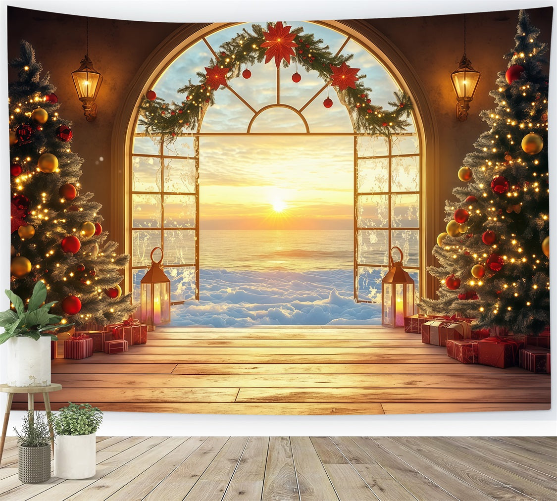 New Years Backdrops Festive Christmas Sunrise View Happy New Year Backdrop UK LXX512-16