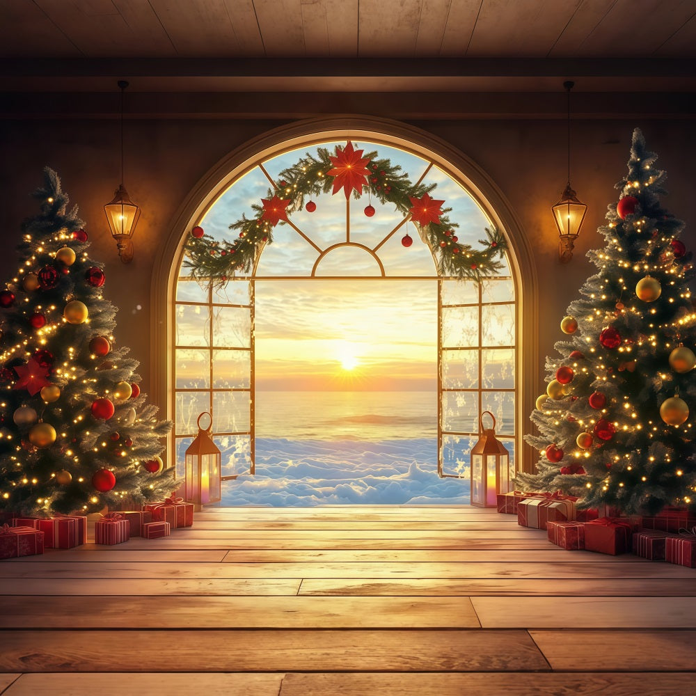 New Years Backdrops Festive Christmas Sunrise View Happy New Year Backdrop UK LXX512-16