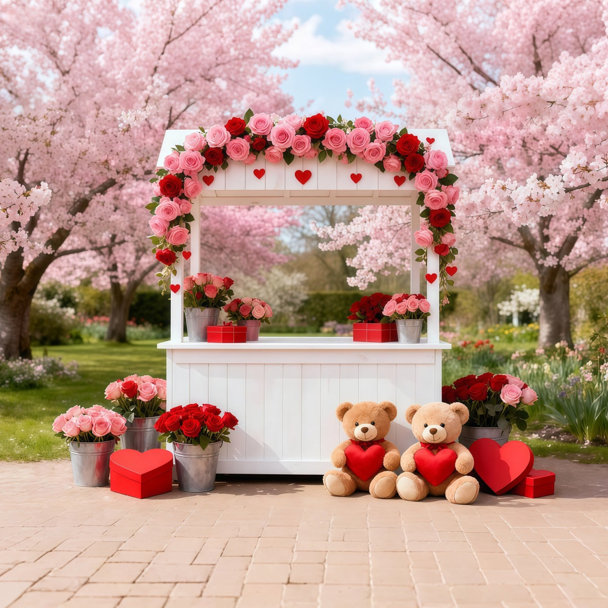 Valentine Backdrop Ideas Cherry Blossom Love Booth Romantic Backdrops UK LXX512-160