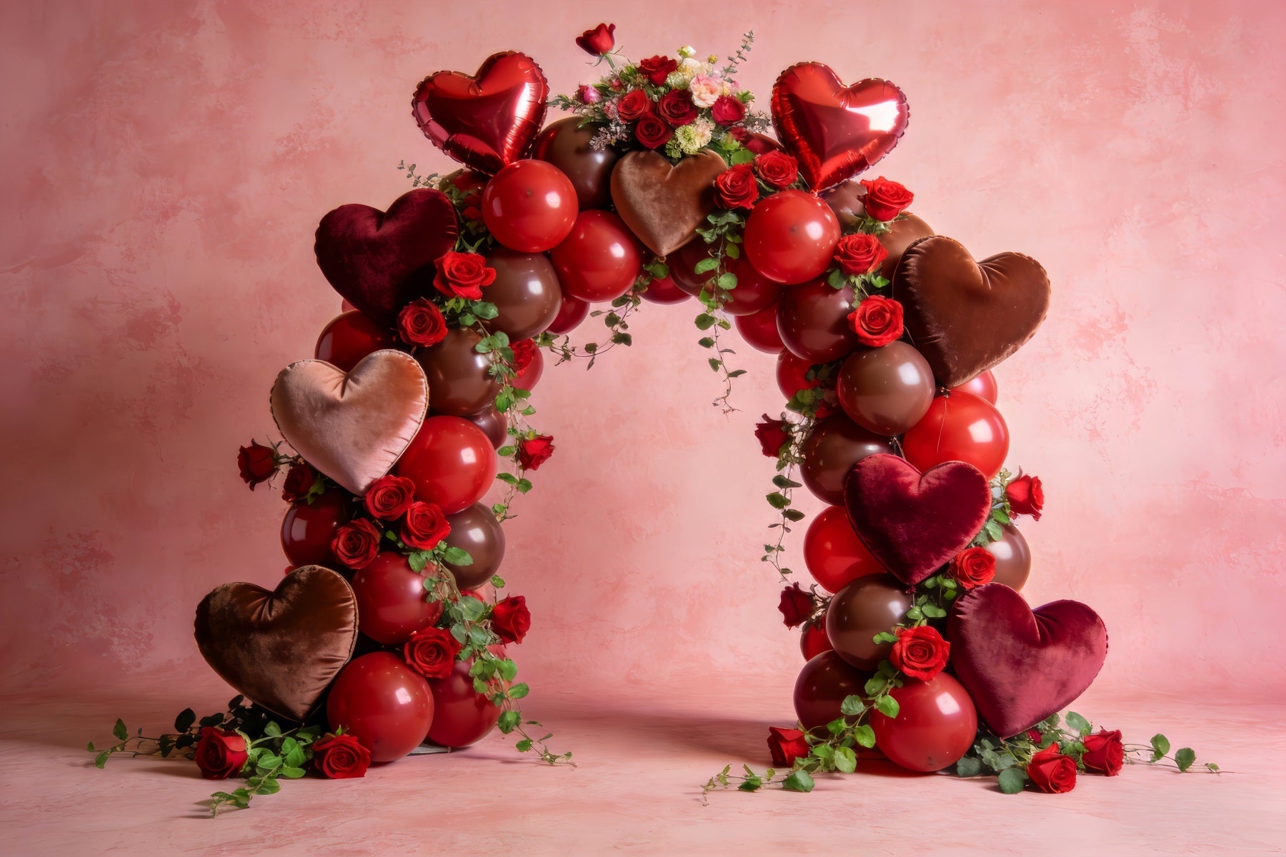 Love Backdrops Rose Heart Balloon Elegance Floral Arch Valentine Backdrop UK LXX512-162