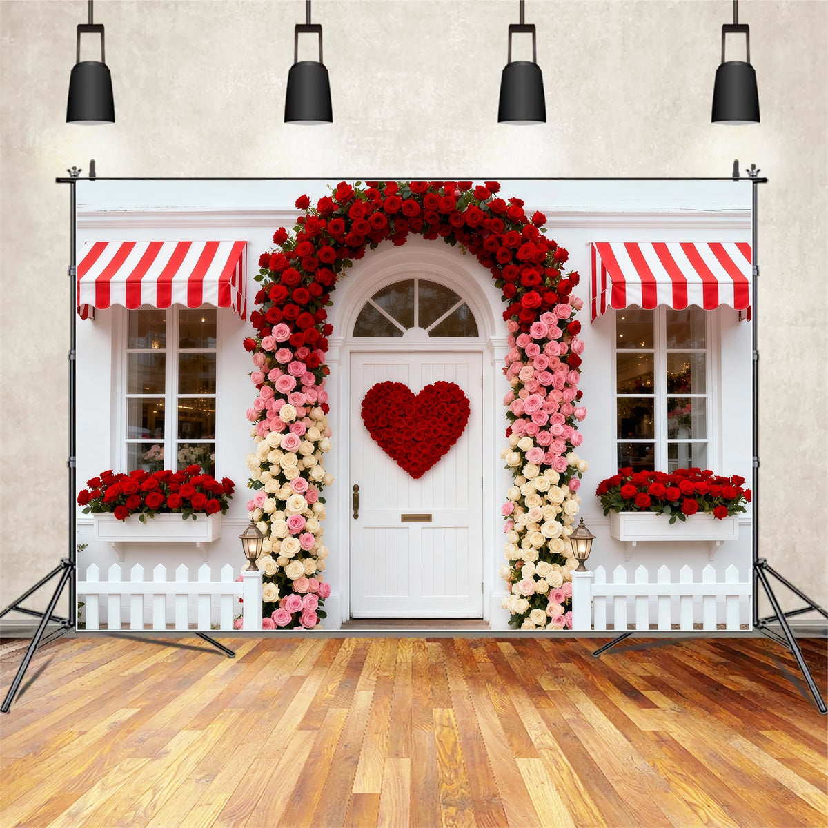 Valentine Backdrop Ideas Rose Cottage Entrance Floral Arch Valentine Backdrop UK LXX512-164