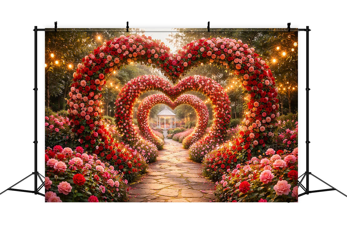 Valentine's Day Backdrop Enchanted Flower Heart Tunnel Valentine Backdrops UK LXX512-168