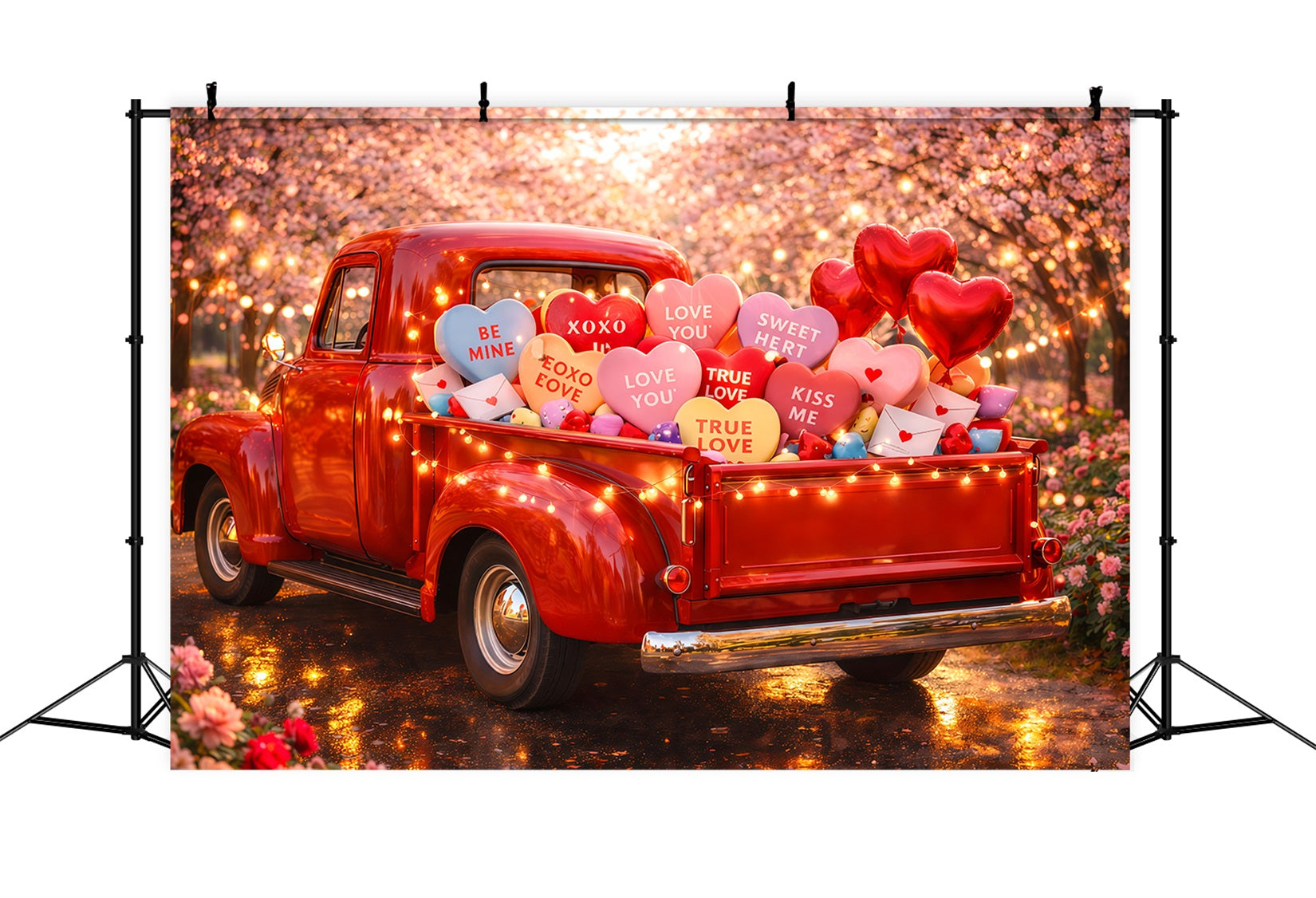 Valentine Backdrops Vintage Love Truck Candy Candy Hearts Backdrop UK LXX512-172