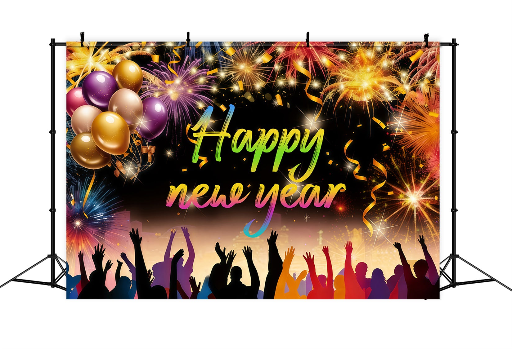 New Year Backdrop Ideas Fireworks Party Crowd New Years Eve Balloon Backdrop UK LXX512-18