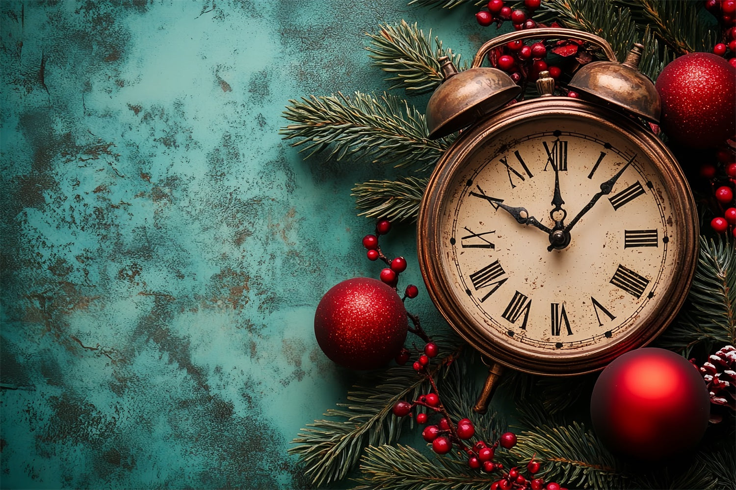 New Year Backdrop Vintage Countdown Holiday Accents Clock Photo Backdrop UK LXX512-22