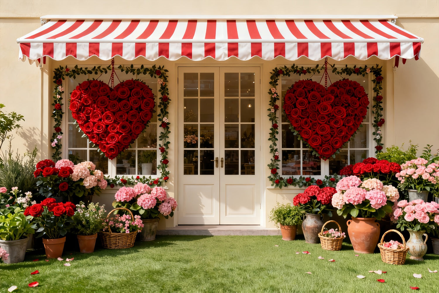 Rose Heart Backdrop Heart Garden Shopfront Roses Romantic Backdrop UK LXX512-49