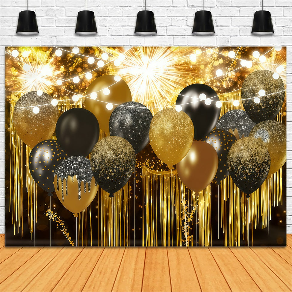 New Years Backdrop Gold Glitter Shimmer Bokeh New Year Balloon Backdrop UK LXX512-5