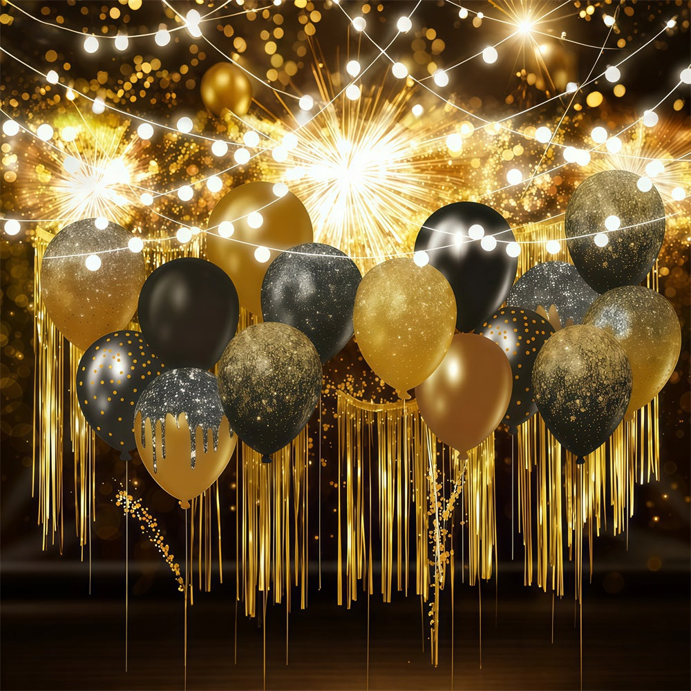 New Years Backdrop Gold Glitter Shimmer Bokeh New Year Balloon Backdrop UK LXX512-5