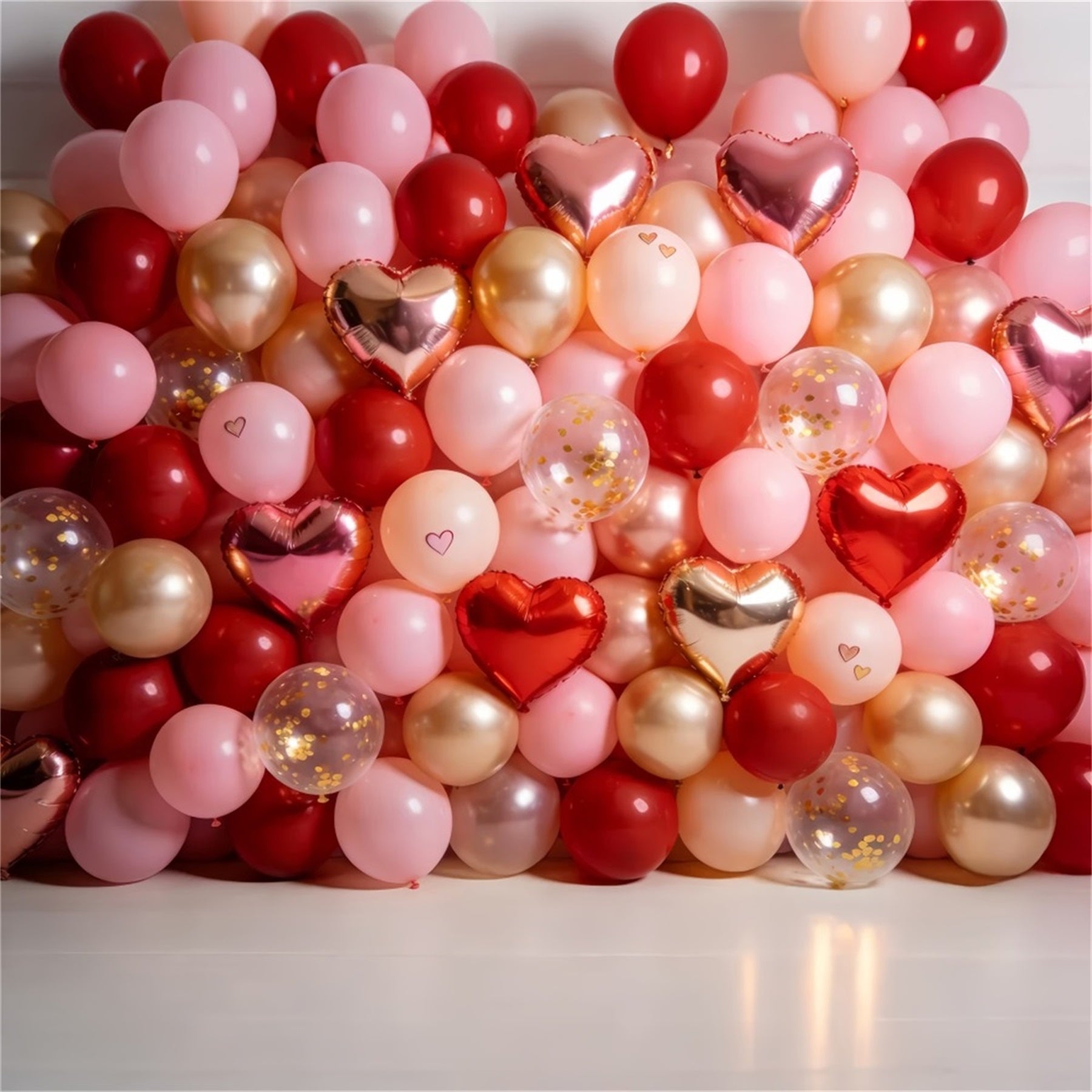 Valentine's Day Backdrop Rose Gold Balloon Wall Romantic Backdrop UK LXX512-54