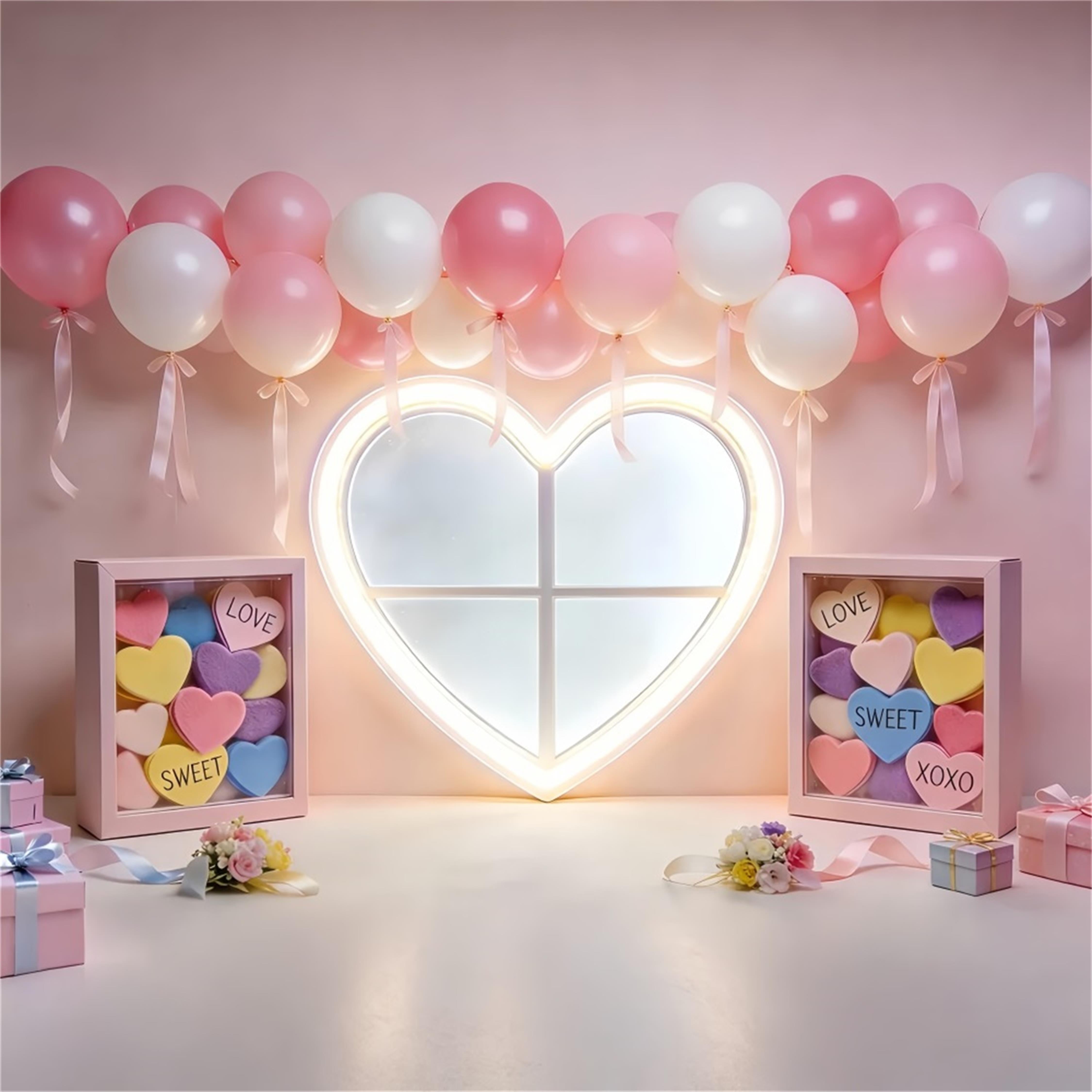 Heart Backdrop Soft Blush Balloon Heart Pink Valentine Backdrop UK LXX512-62