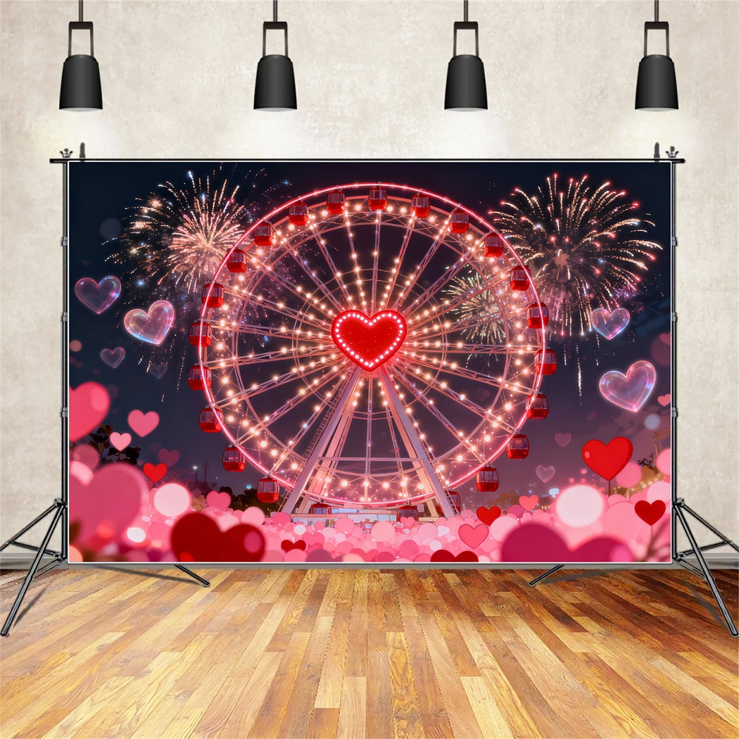 Glitter Valentine Backdrop Firework Heart Ferris Wheel Heart Backdrop UK LXX512-68