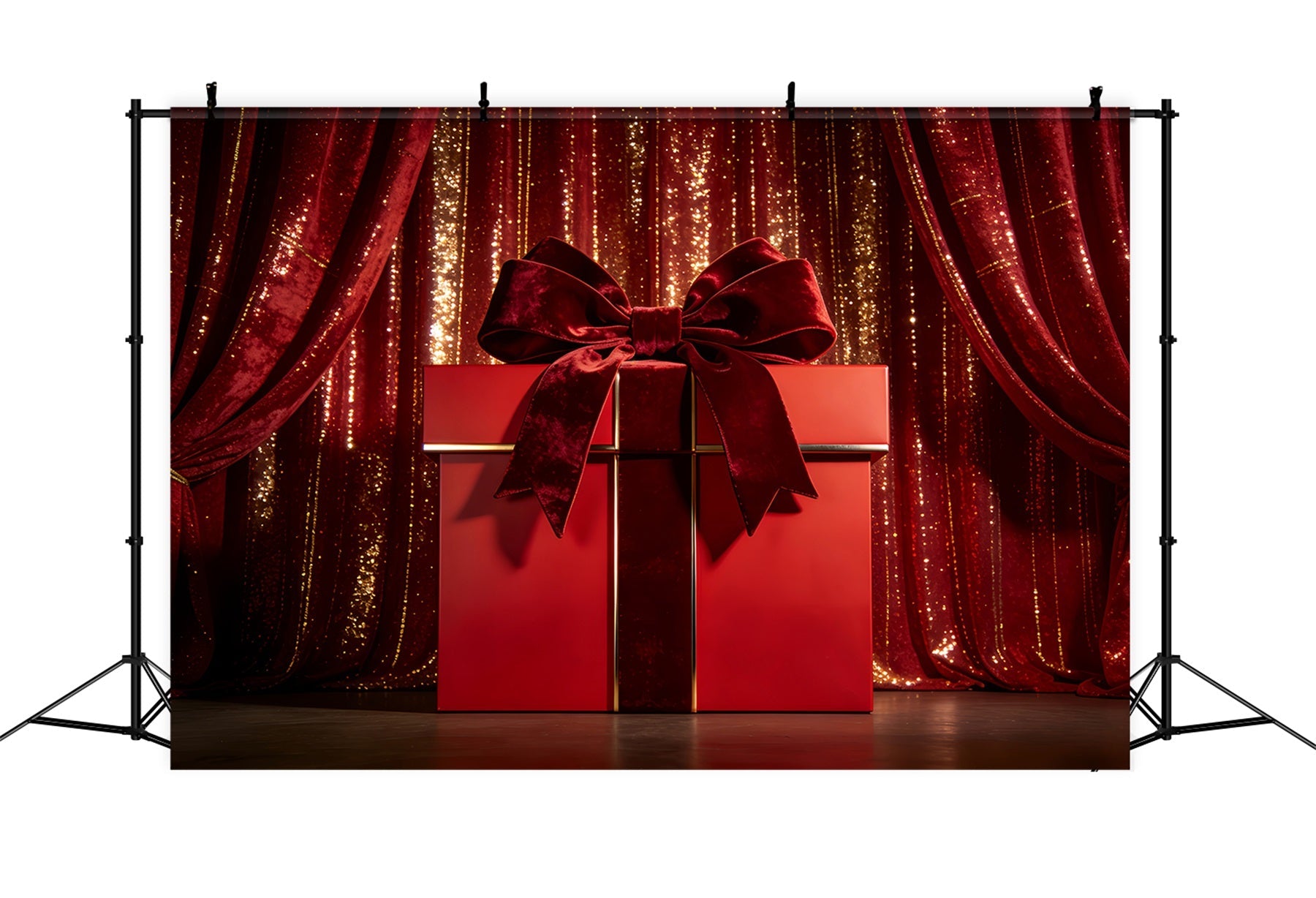 Gift Box Valentine Backdrop Velvet Curtain Bow Stage Valentine Backdrop UK LXX512-88