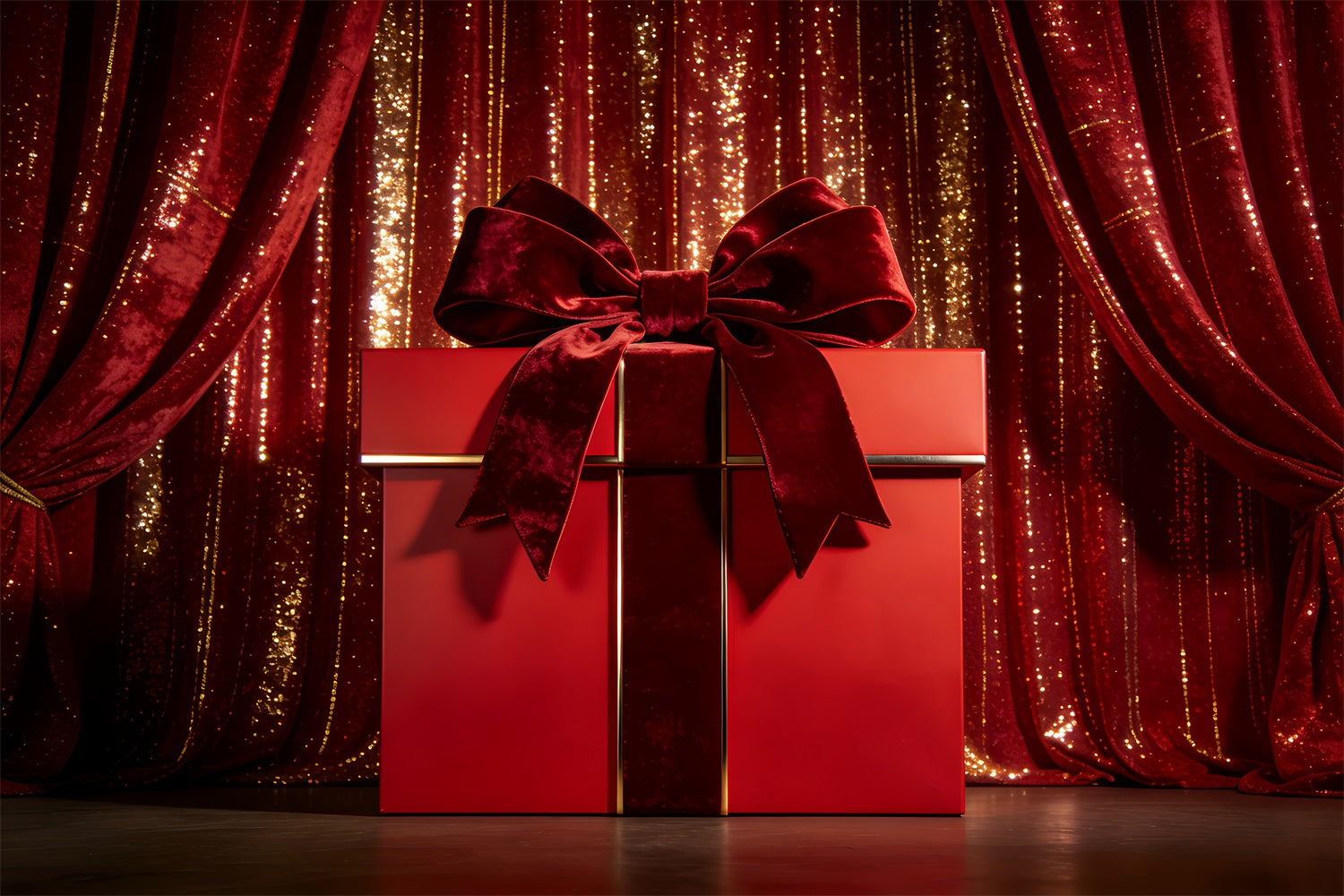 Gift Box Valentine Backdrop Velvet Curtain Bow Stage Valentine Backdrop UK LXX512-88