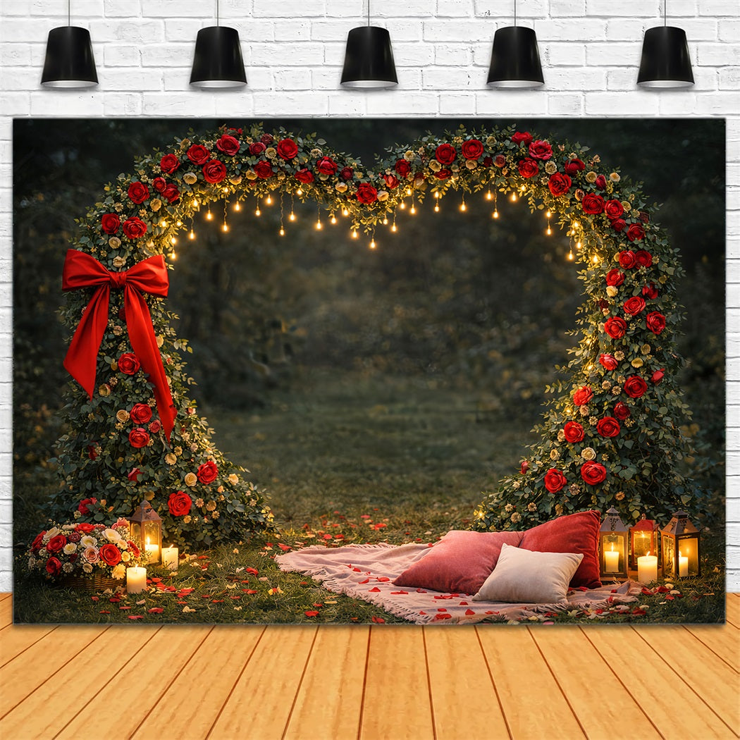 Floral Heart Backdrop Outdoor Garden Romance Red Rose Backdrop UK LXX512-92