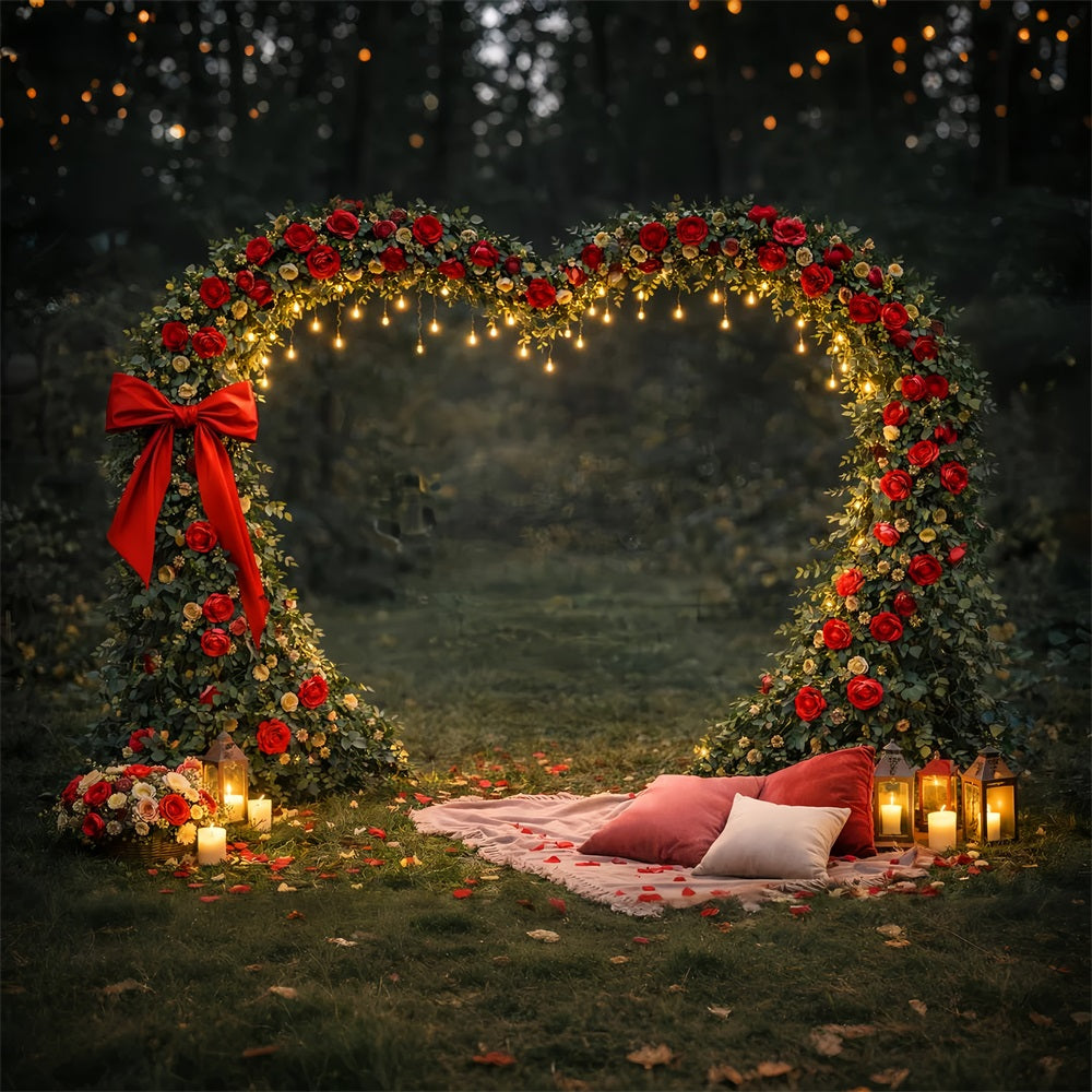 Floral Heart Backdrop Outdoor Garden Romance Red Rose Backdrop UK LXX512-92