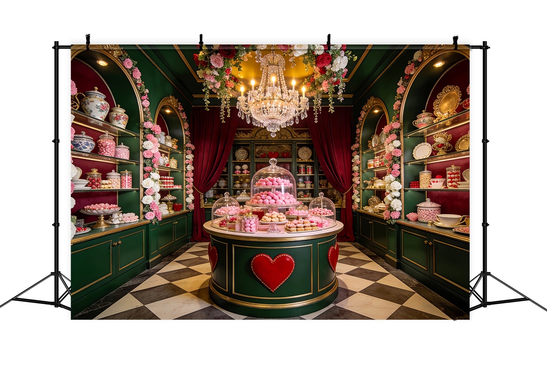 Candy Shop Valentine Backdrop Sweet Dessert Table 90s Valentine Backdrop UK LXX512-99