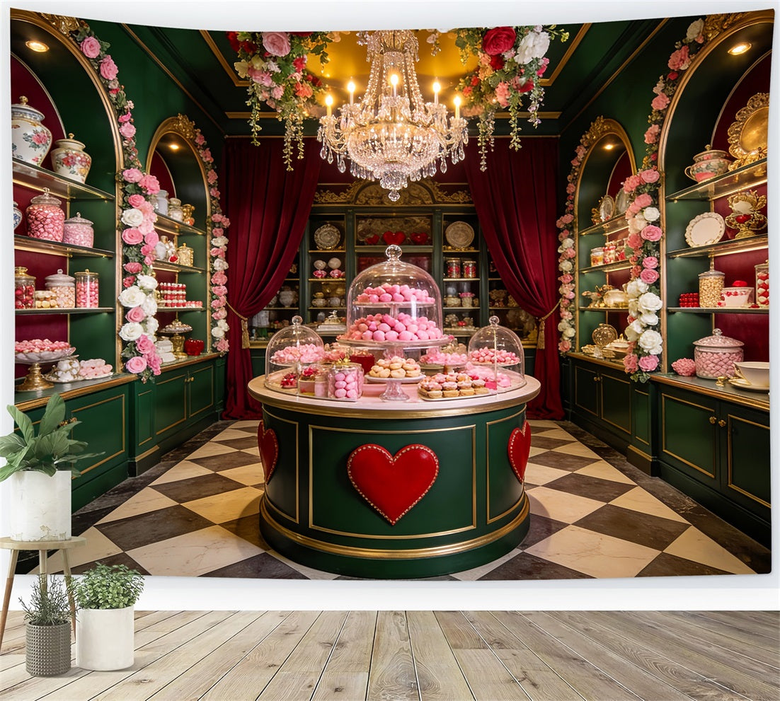 Candy Shop Valentine Backdrop Sweet Dessert Table 90s Valentine Backdrop UK LXX512-99