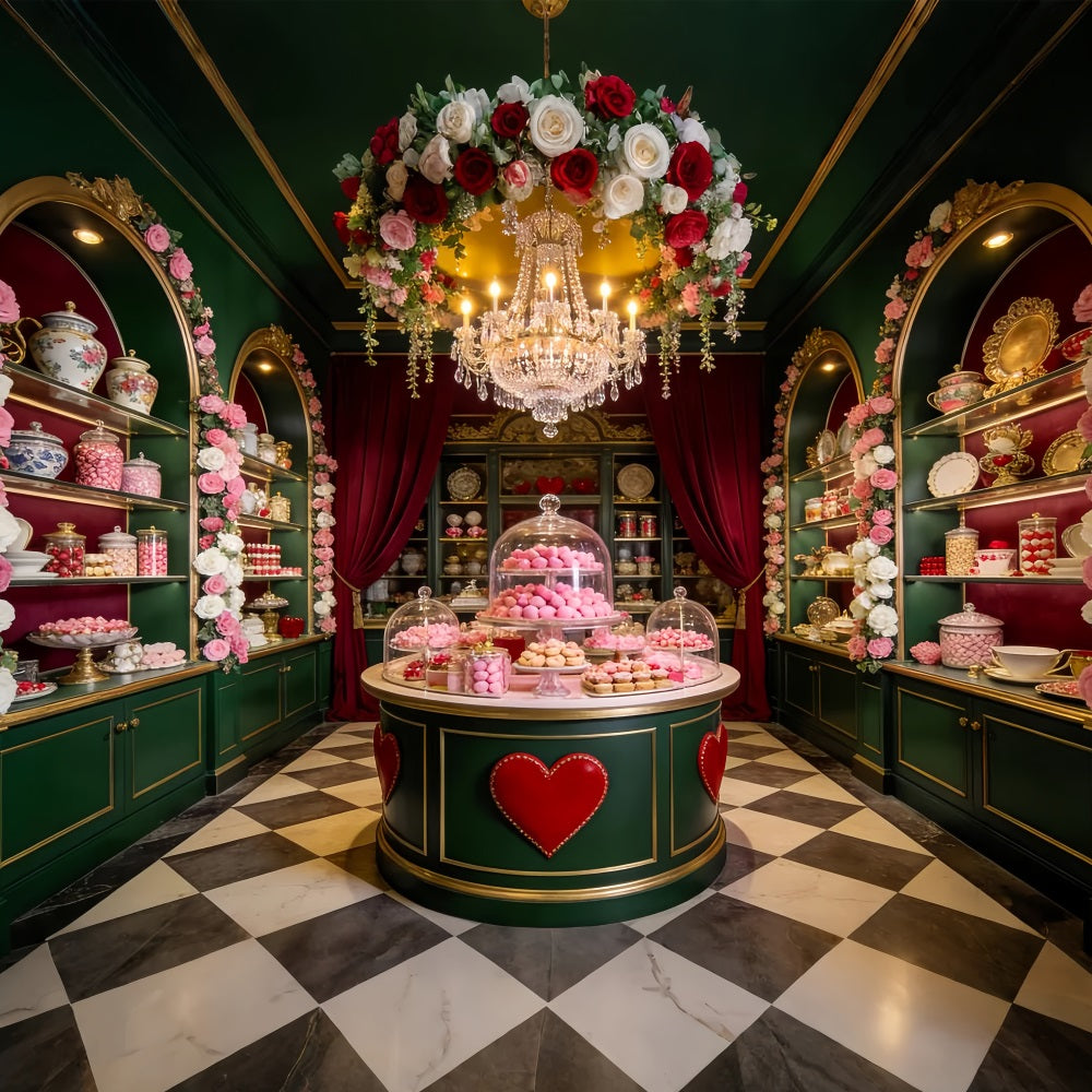 Candy Shop Valentine Backdrop Sweet Dessert Table 90s Valentine Backdrop UK LXX512-99