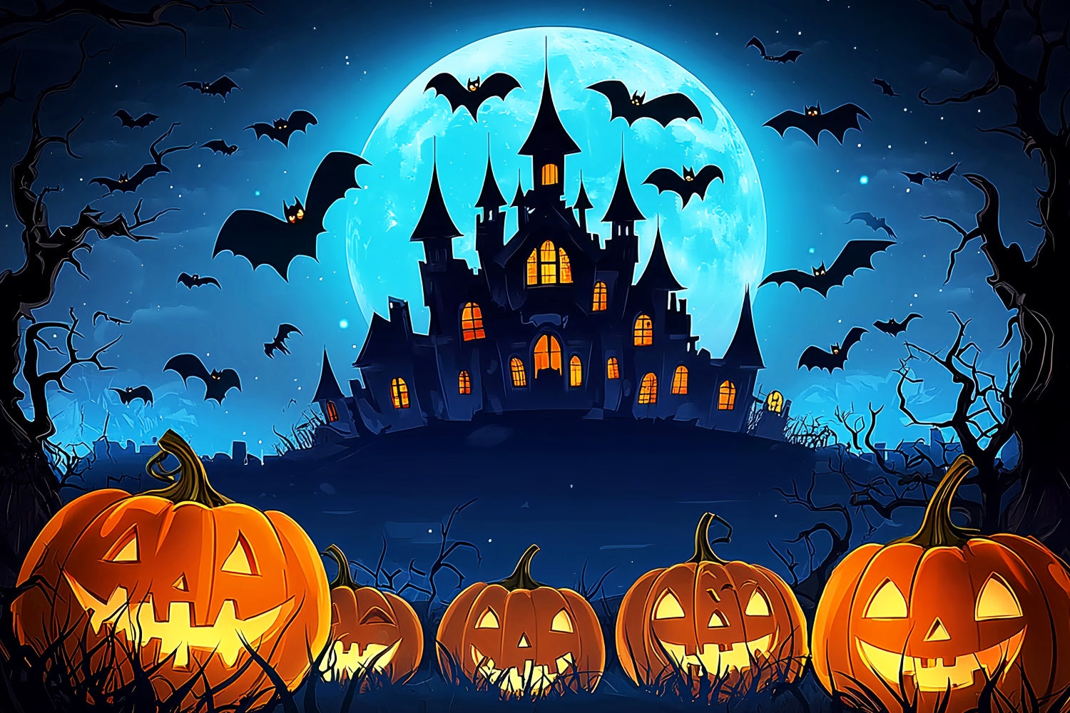 Halloween Backdrop Ideas Cartoon Haunted Castle Backdrop UK LXX57-102