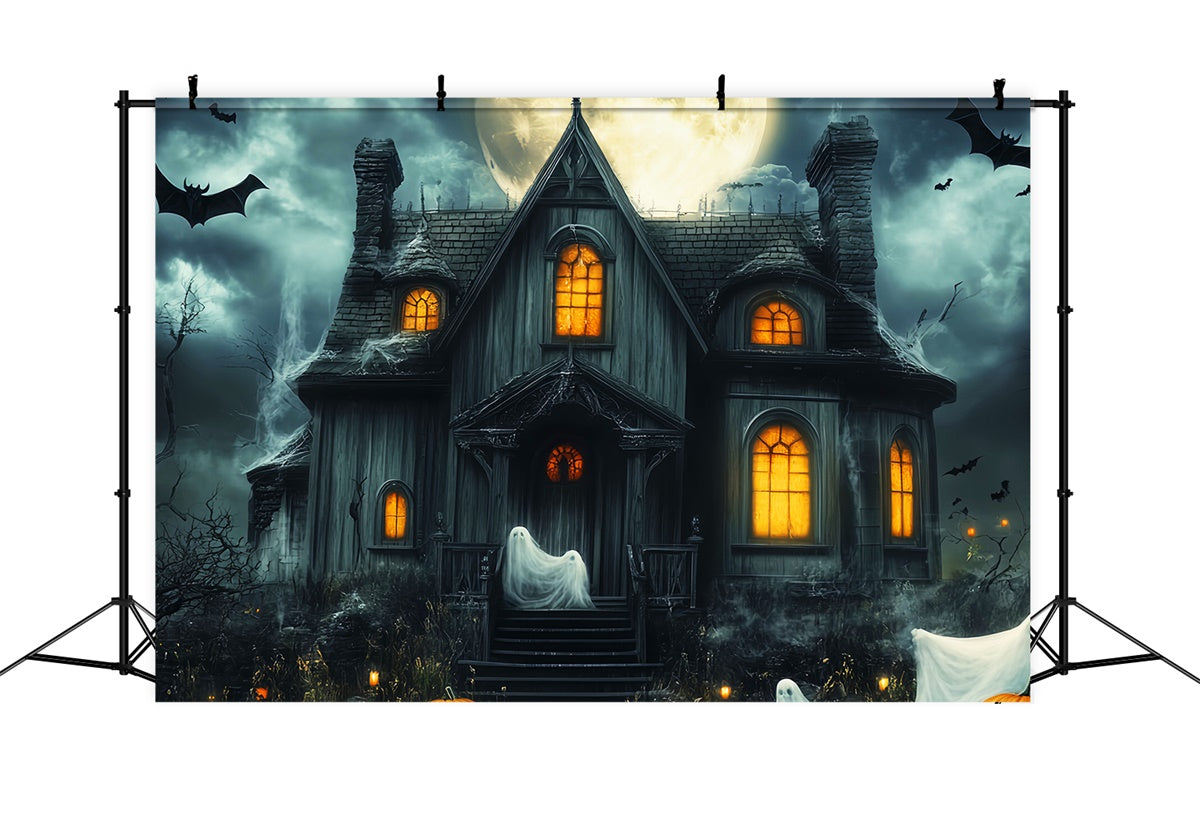 Haunted House Backdrop Moon Ghost Parade Halloween Backdrop UK LXX57-104