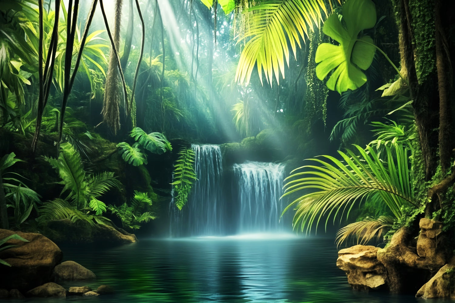 Forest Backdrops Emerald Jungle Waterfall Backdrop UK LXX57-119