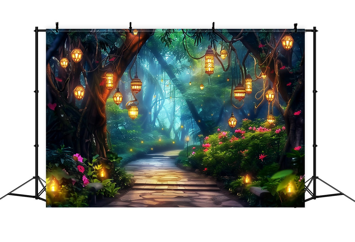 Fantasy Forest Backdrop Glowing Bloom Pathway Backdrop UK LXX57-125