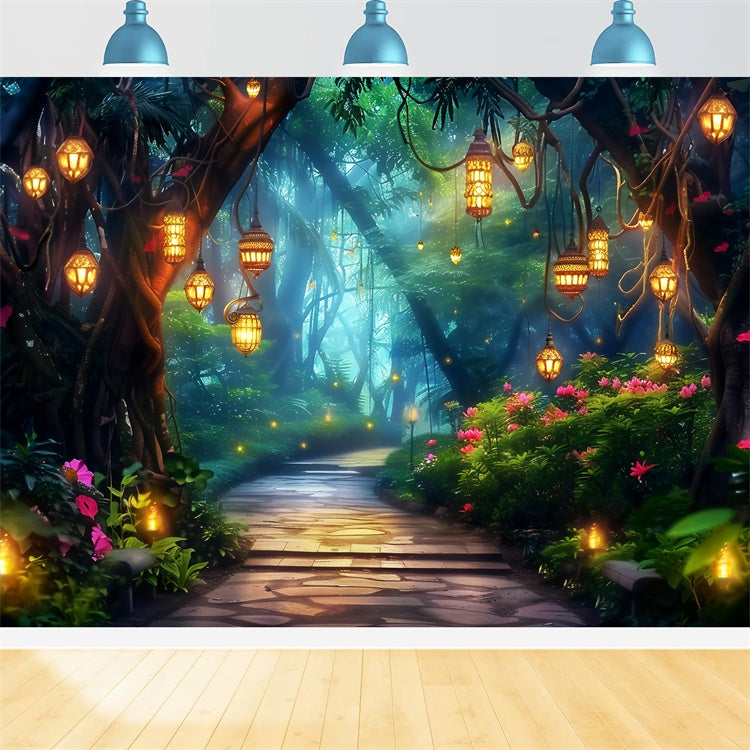 Fantasy Forest Backdrop Glowing Bloom Pathway Backdrop UK LXX57-125