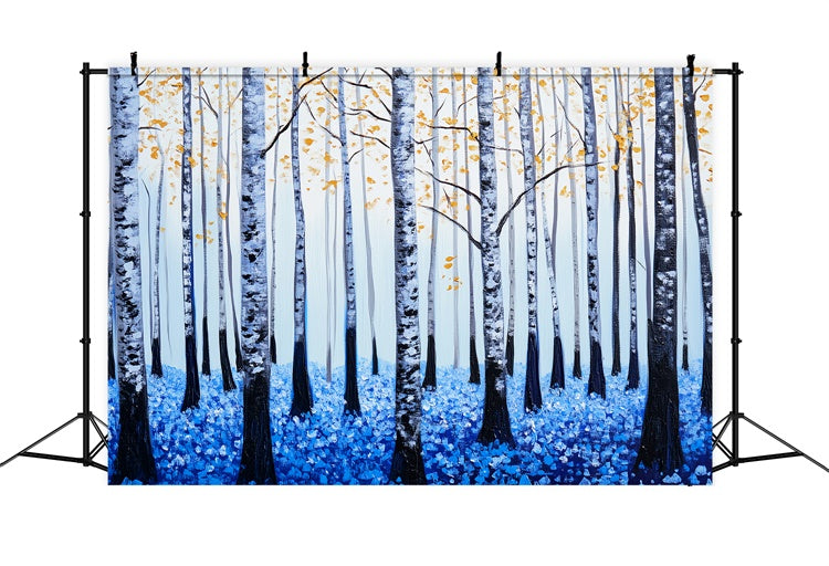 Forest Photo Backdrop Blue Petal Birch Forest Backdrop UK LXX57-127