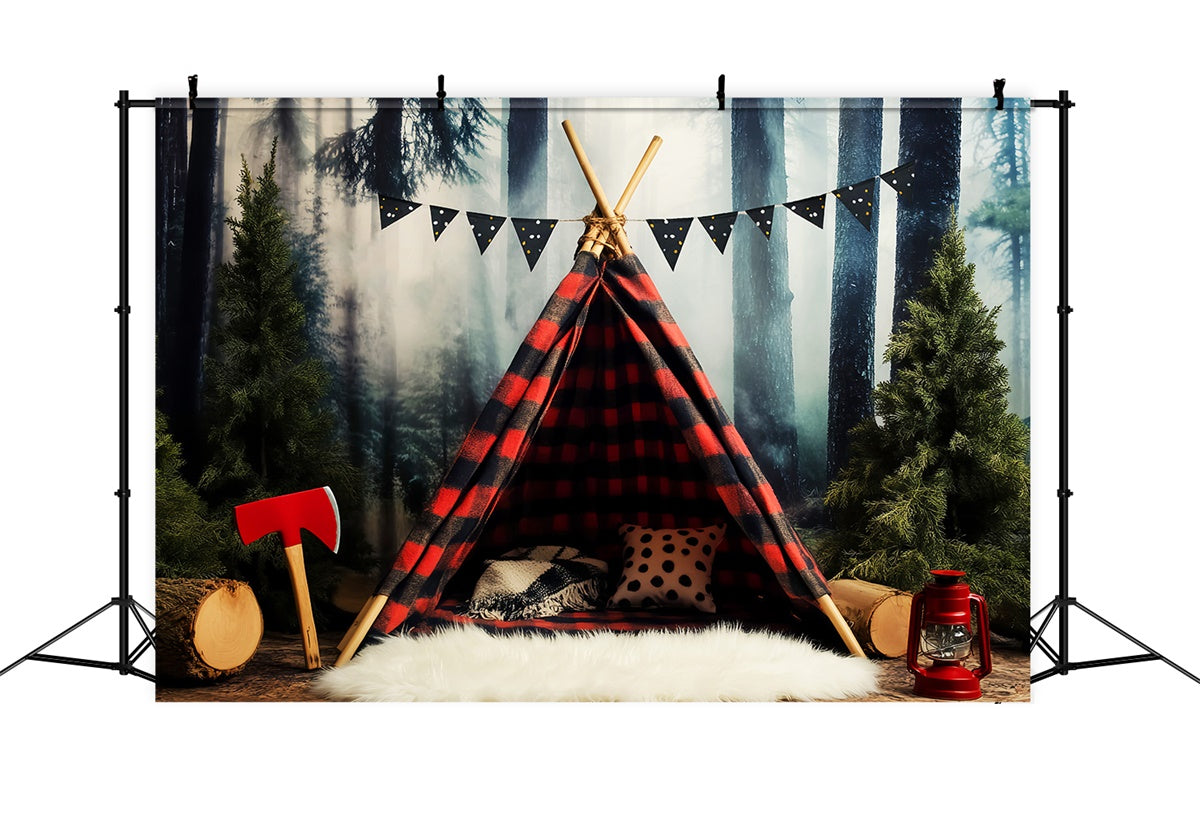 Woodland Forest Backdrop Rustic Camp Tent Backdrop UK LXX57-130