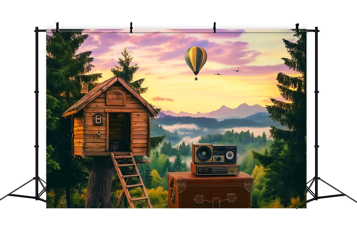 Backdrop Forest Pine Ridge Balloon Ride Backdrop UK LXX57-135