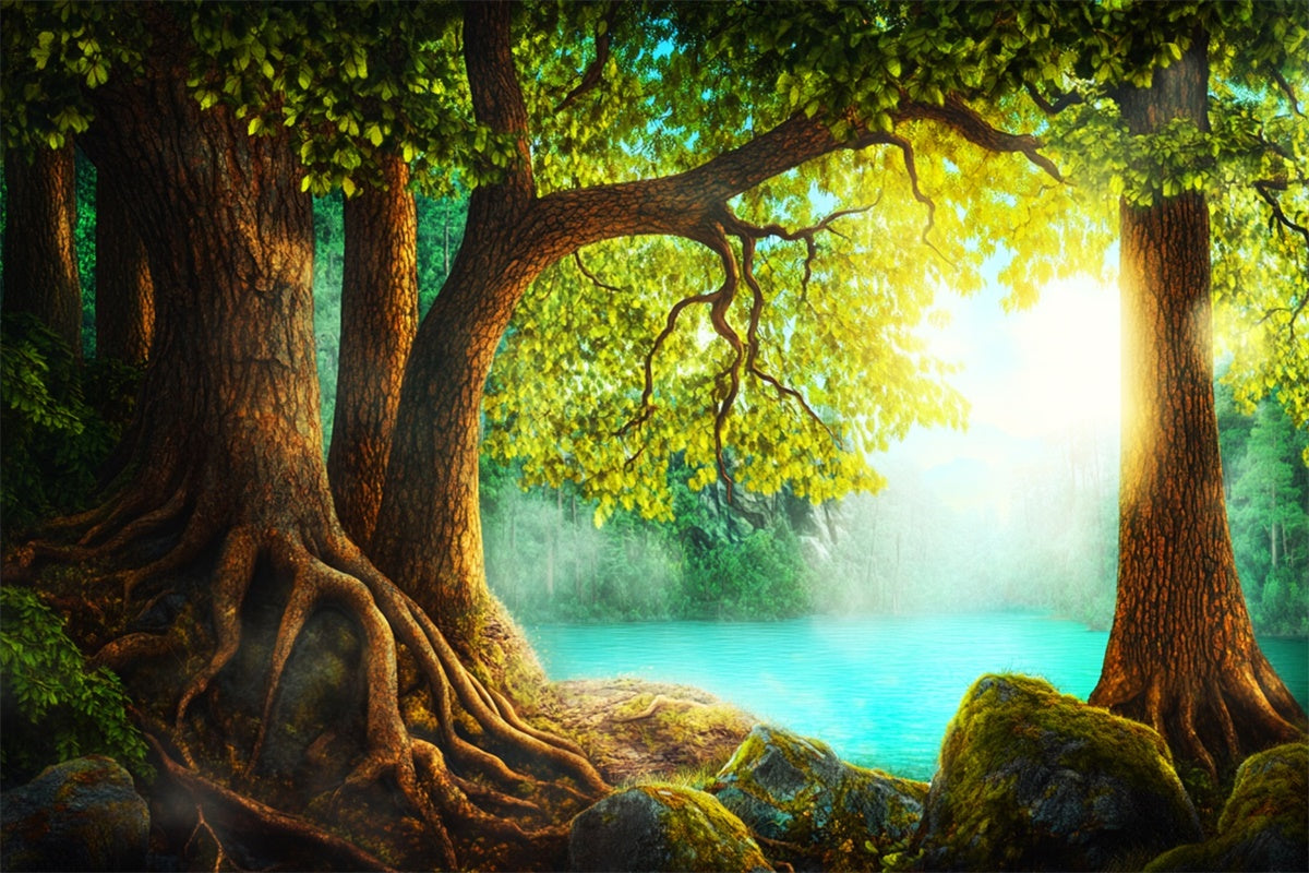 Forest Backdrops Ancient Tree Calm Waters Backdrop UK LXX57-136