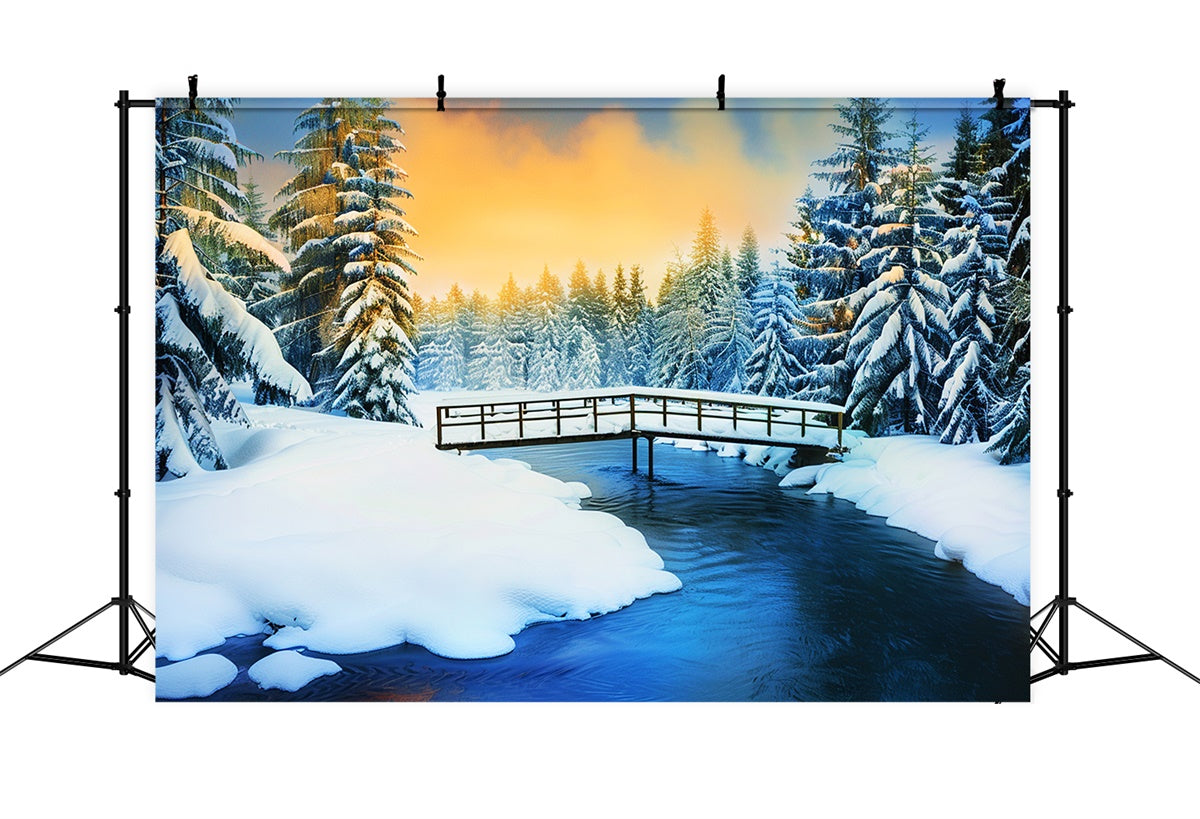 Snowy Forest Backdrop Frosted Pines Glow Backdrop UK LXX57-137