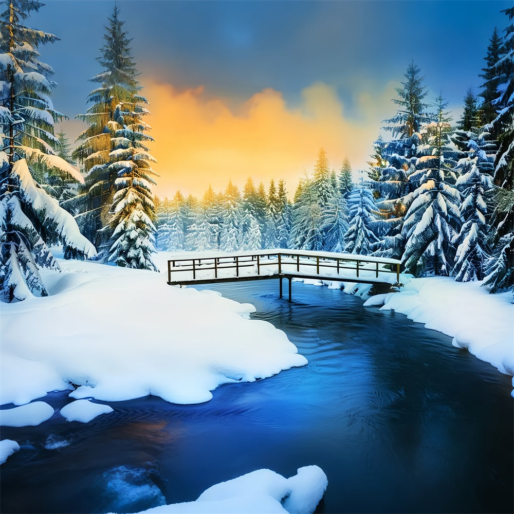 Snowy Forest Backdrop Frosted Pines Glow Backdrop UK LXX57-137