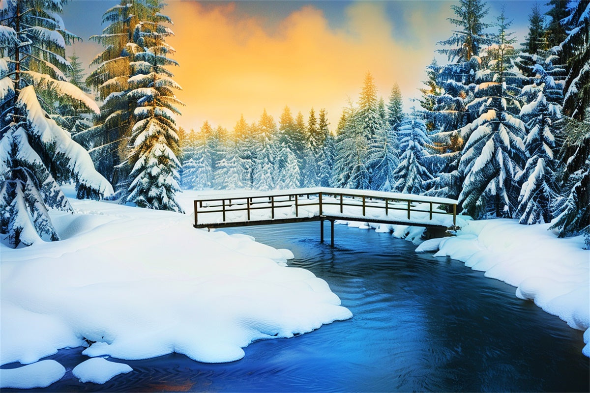 Snowy Forest Backdrop Frosted Pines Glow Backdrop UK LXX57-137
