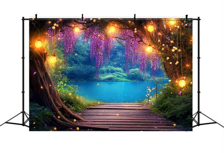 Forest Backdrop Photography Wisteria Dream Lake Backdrop UK LXX57-139