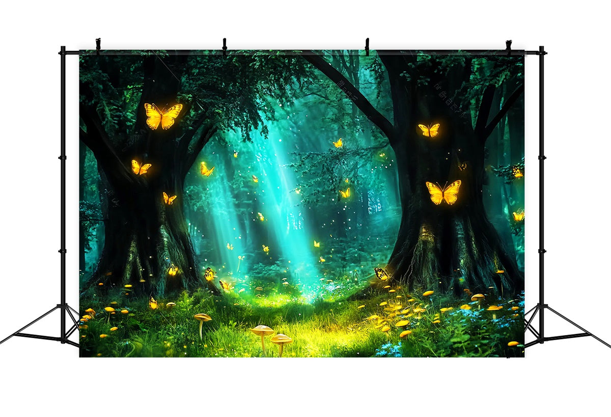 Forest Photo Backdrop Butterfly Glow Meadow Backdrop UK LXX57-141