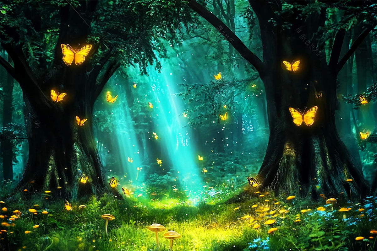 Forest Photo Backdrop Butterfly Glow Meadow Backdrop UK LXX57-141