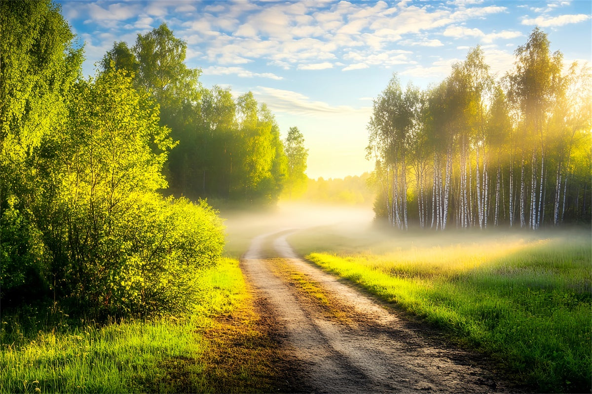Forest Backdrop Photography Morning Glow Pathway Backdrop UK LXX57-145