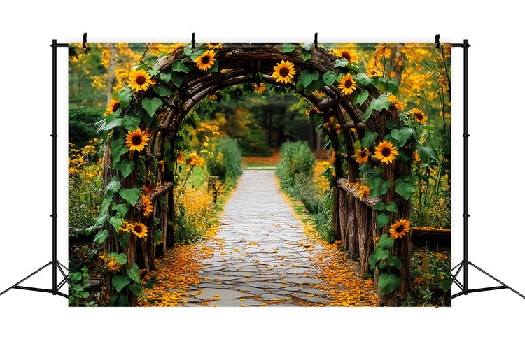 Fall Backdrop Sunflower Arch Garden Walk Backdrop UK LXX57-146